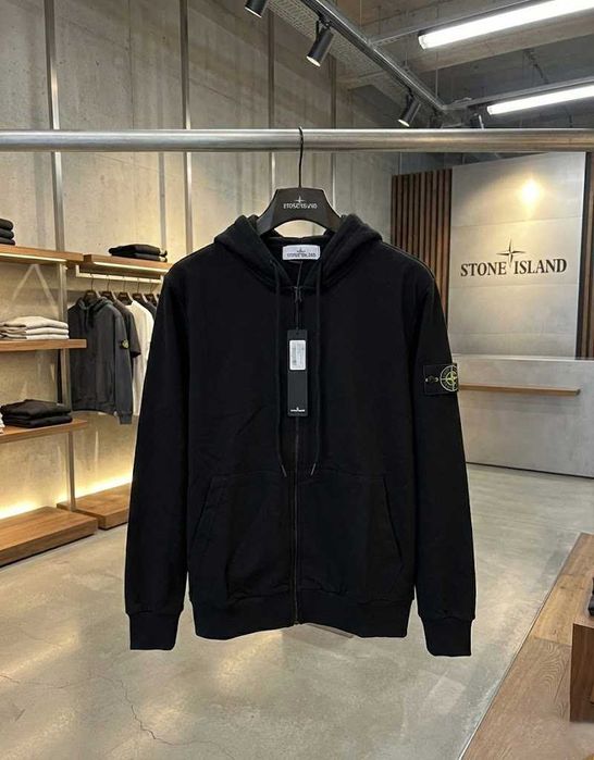 Олімпійка Stone Island Чорна // Спортивна Кофта Стон Айленд // Зипка Черная Стоник