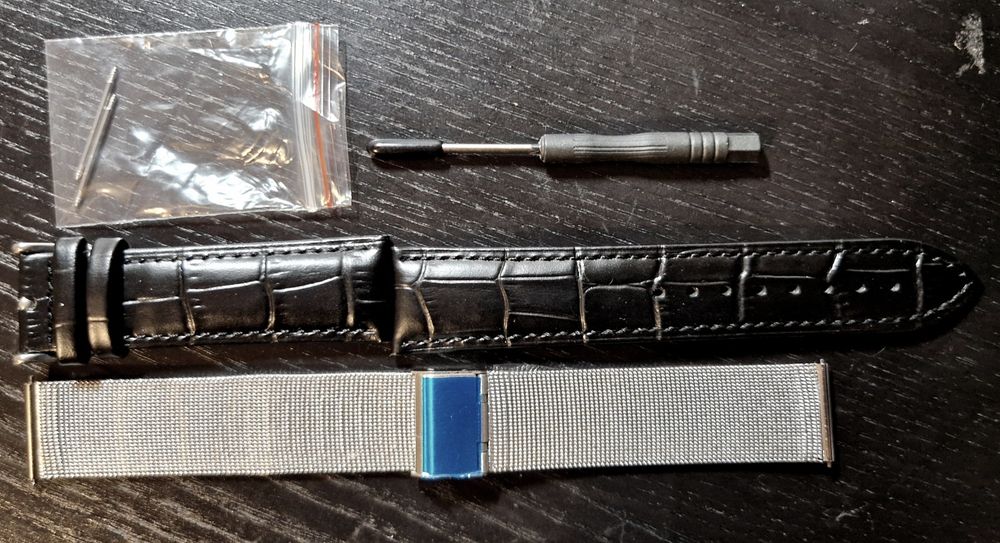 Bracelete de relógio em couro em malha metálica 20 mm  22mm nova