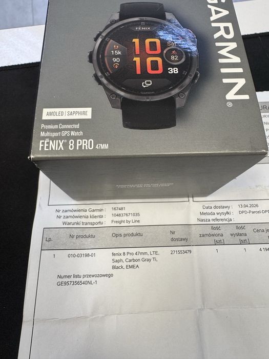 Nowy Garmin Fenix 8 Pro LTE 47mm Amoled Sapphire, Carbon Grey