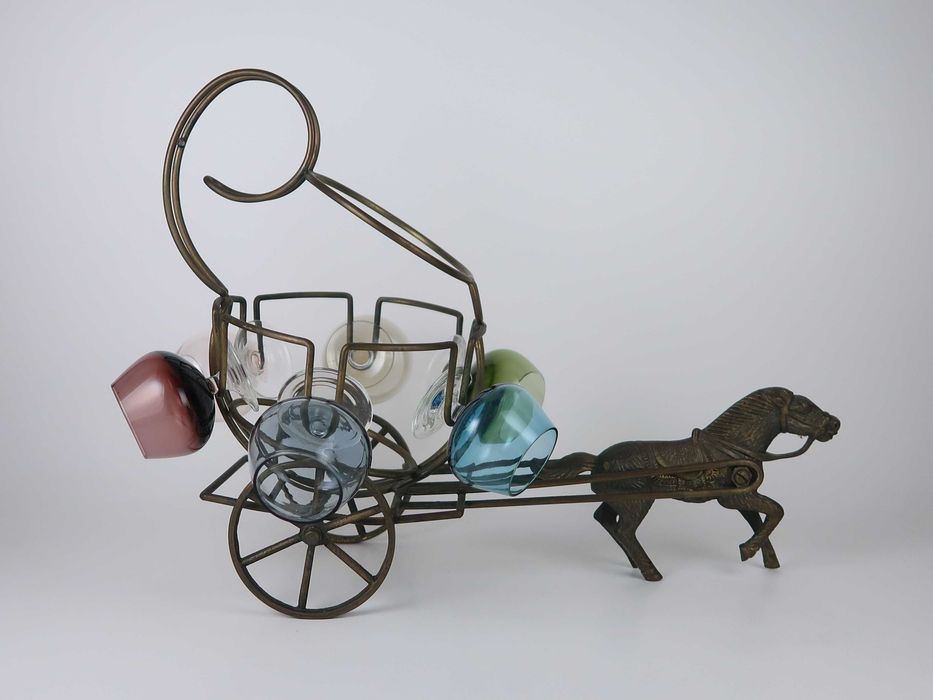Decanter Vintage - Cavalo com carroça e 6 calices