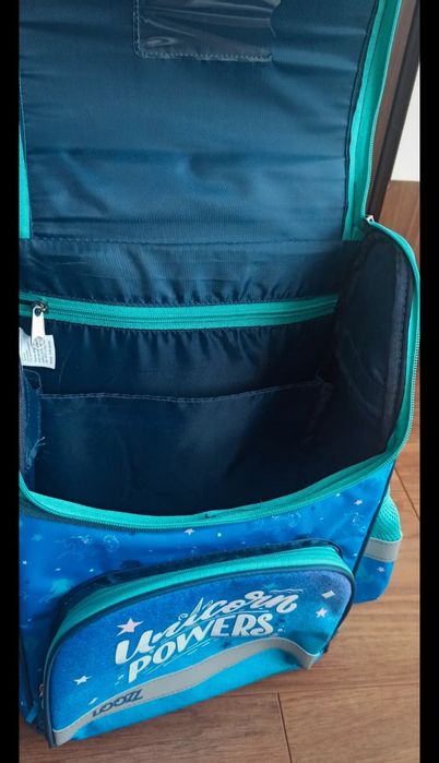 Nowy plecak tornister, sztywne plecy dziewczynka  jednorożec