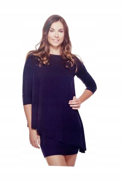 Violana Granatowa Tunika Rękaw 3/4 R. Xl