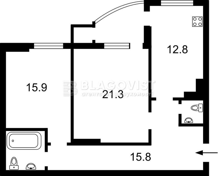 2-кімнатна квартира за адресою (площа 75 м²) - Atlanta.ua - фото 2