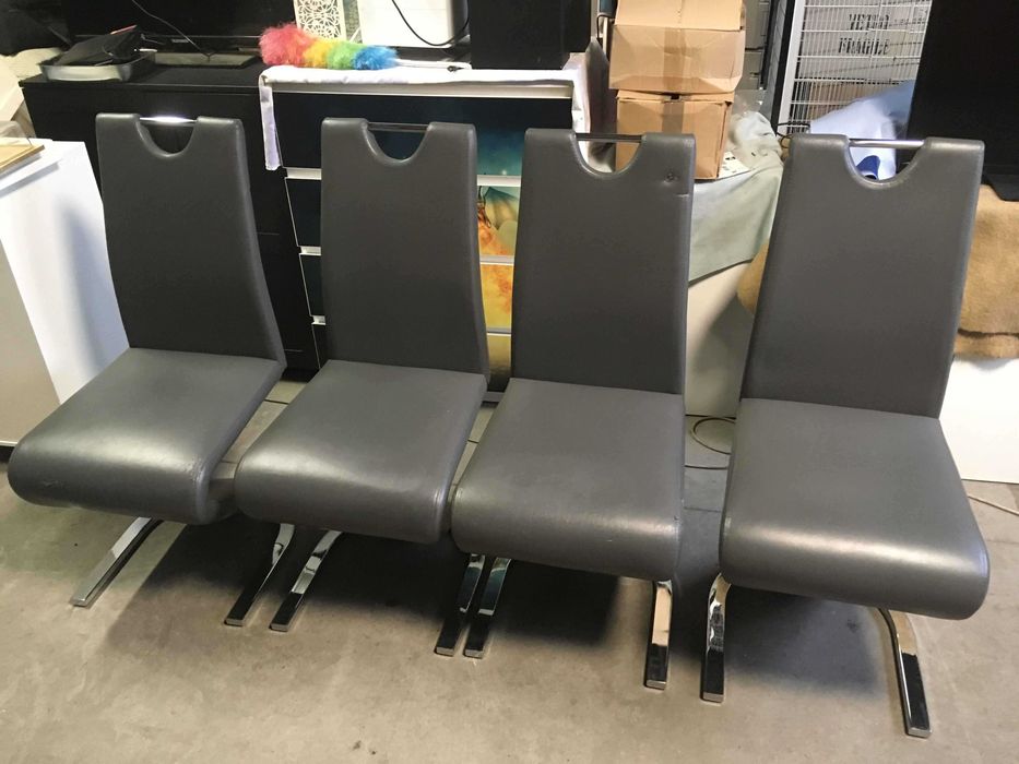 Krzesła nowoczesne ekoskóra szare 4 szt.