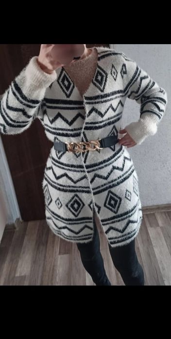 Kardigan sweter długi m 38