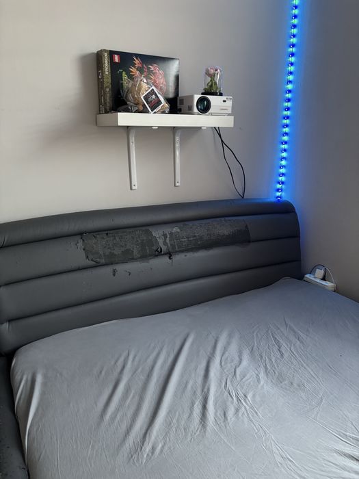 Łożko 160x200 ze skrzynią, szare