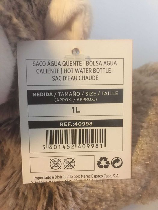 Capa para Saco de Água Quente - NOVA e com Etiqueta