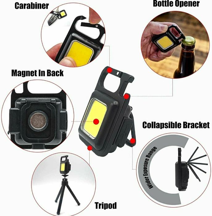 Lanterna LED - porta chaves / íman / mosquetão / abre caricas - NOVA