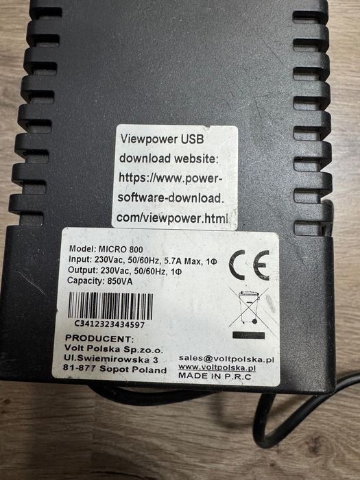 Джерело безперебійного живлення (ДБЖ/UPS) Volt Polska Micro 800 (850VA)