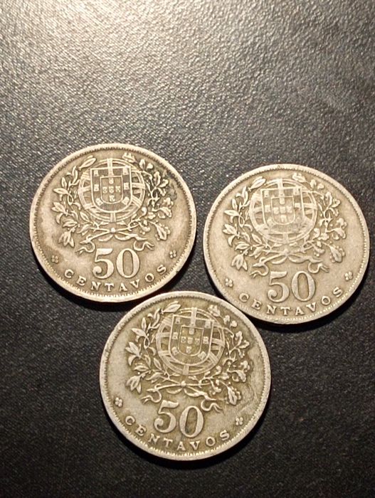 3 moedas de 50  centavos  - Portugal - 1959; 1958; 1957 - Soberbas