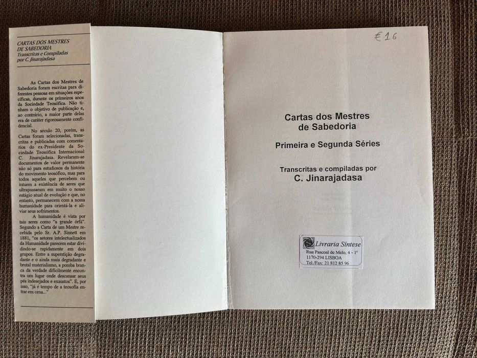 Livro Teosofia Sociedade Teosófica Cartas dos Mestres da Sabedoria