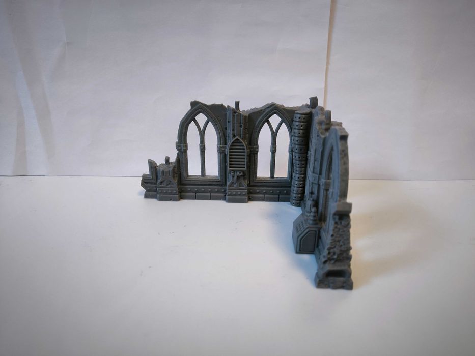 Gotycka ruina narożnik sci-fi / wargaming diorama makieta