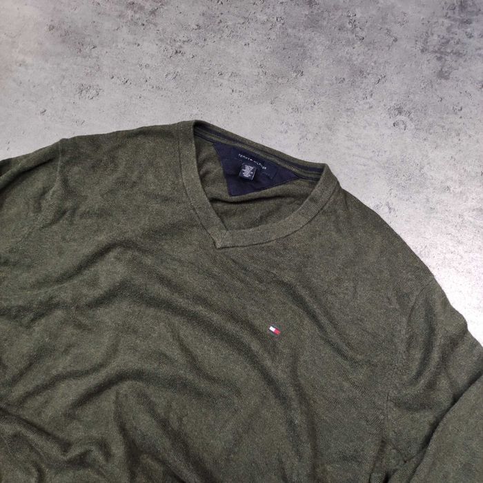 MĘSKI PREMIUM Sweter Kołnierzyk V Bawełna Tommy Hilfiger Elegancki
