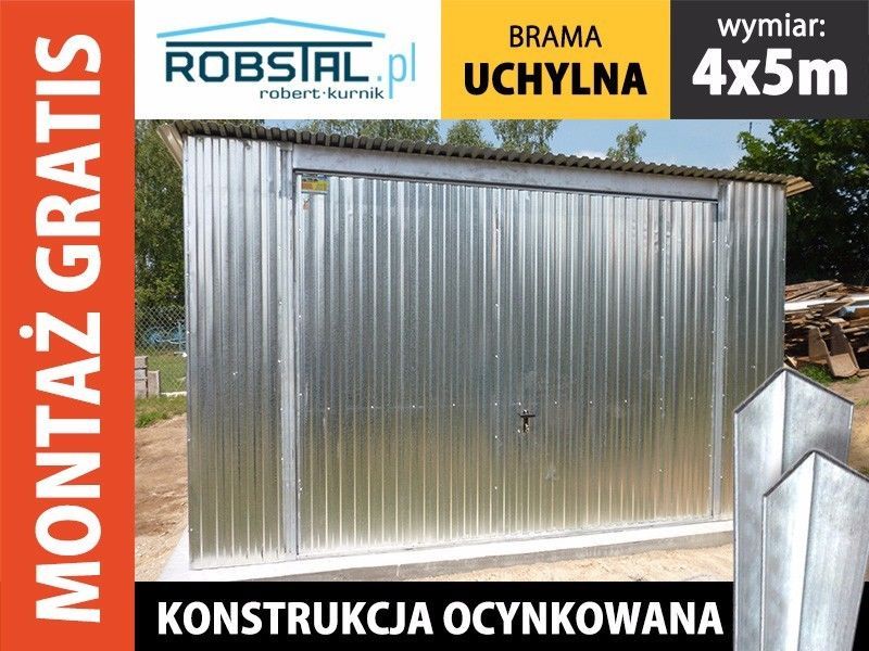 Garaż blaszany blaszak 4x5 brama uchylna I gatunek DOSTAWA GRATIS