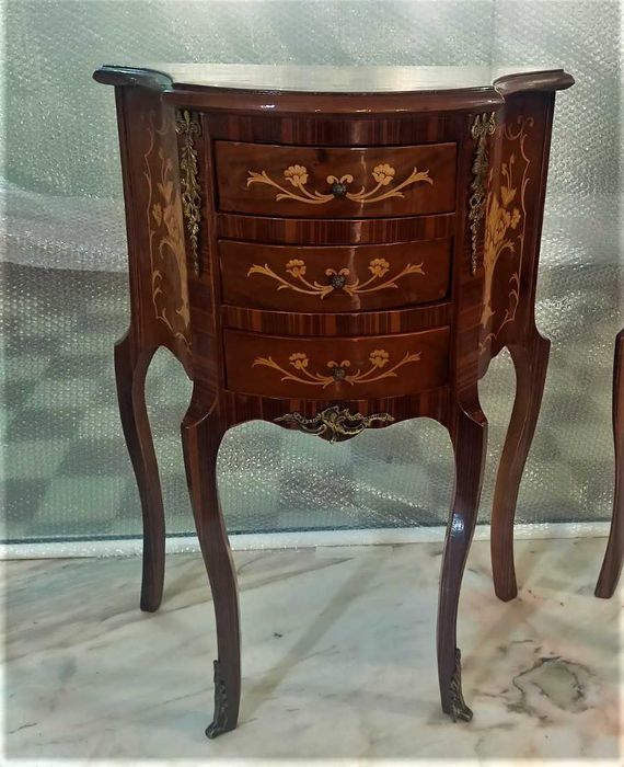 Par Mesinhas Cabeceira Apoio 3 Gavetas