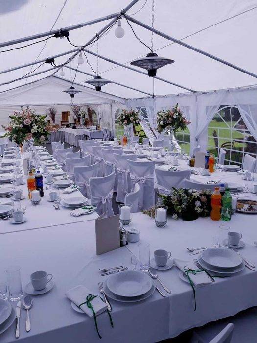 Wynajem namiotów, stołów, krzeseł, obrusy, dekoracje, Chiavari