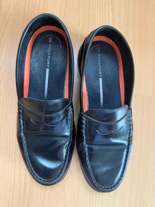 Mocassins Rockport em Pele Genuína Pretos – Tam. 44.5 (Muito Confortáveis)