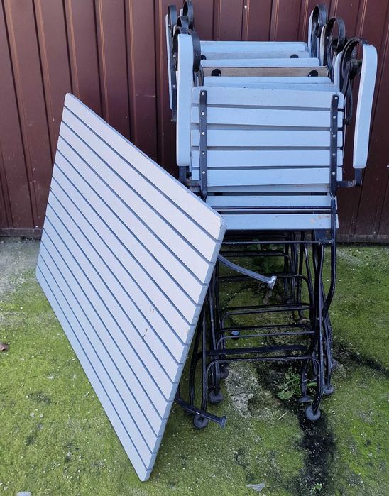 Zestaw mebli brazil ogrodowych stalowo drewnianych składane piwne