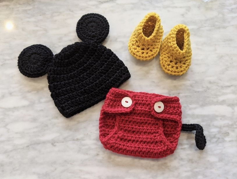 Roupa para bebé RN Mickey Mouse em Croché
