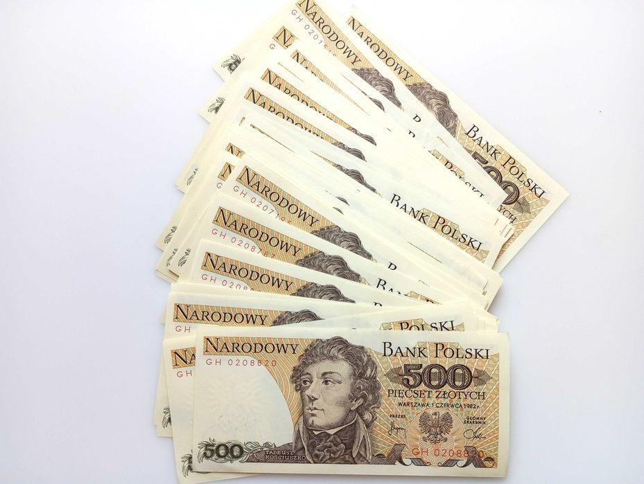 Banknoty 500 zł 1982  GH st. UNC-