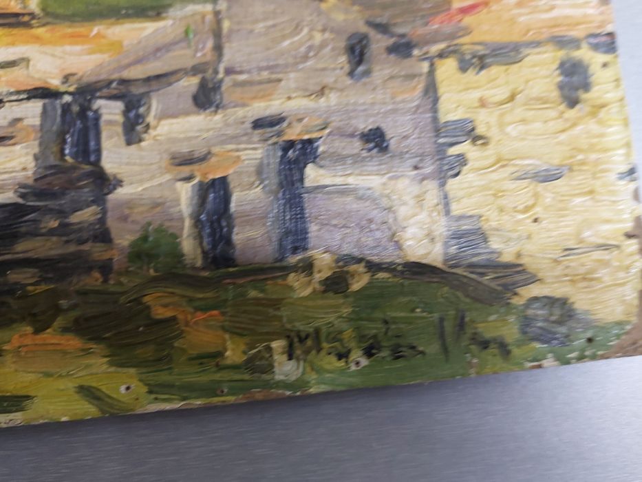 Quadro antigo pintura a óleo paisagem