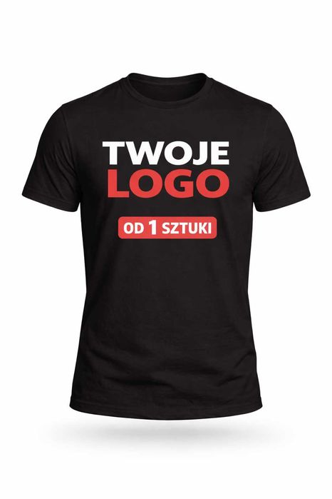 Koszulki firmowe z logo nadruk od 1 sztuki białe lub czarne