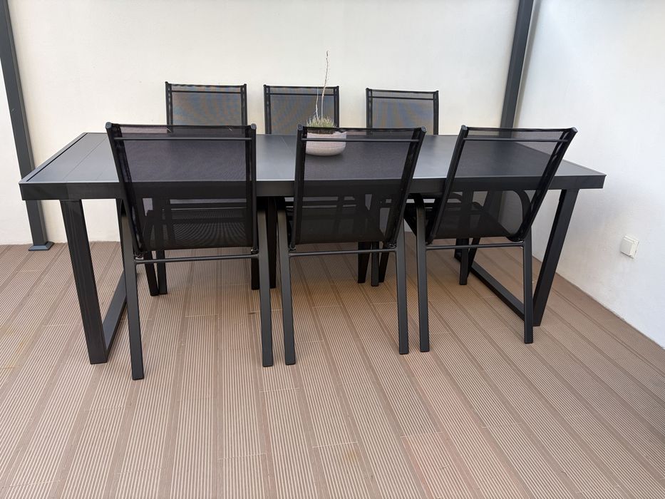 Mesa de Refeição para Exterior/Jardim (Mesa) - cinz esc, 224x93 cm