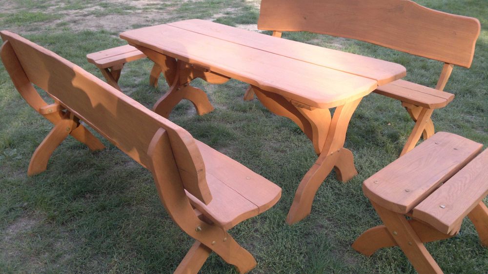 Meble góralskie ,meble ogrodowe z dębu , ławki stół,taborety,