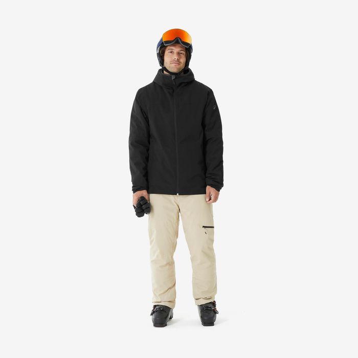 Casaco de ski e snowboard quente e impermeável Homem, 100 Preto