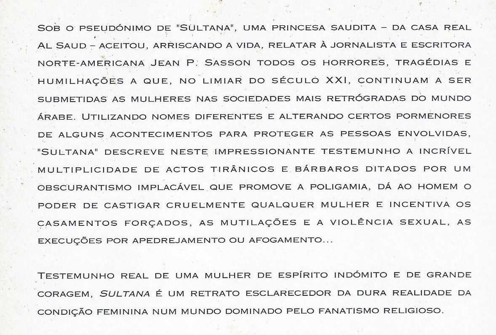 Sultana, A Vida de Uma Princesa Árabe, de Jean P. Sasson