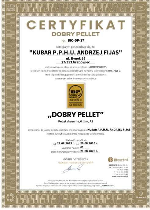 Pellet sosnowy KUBAR A1 - daj z nami w palnik!