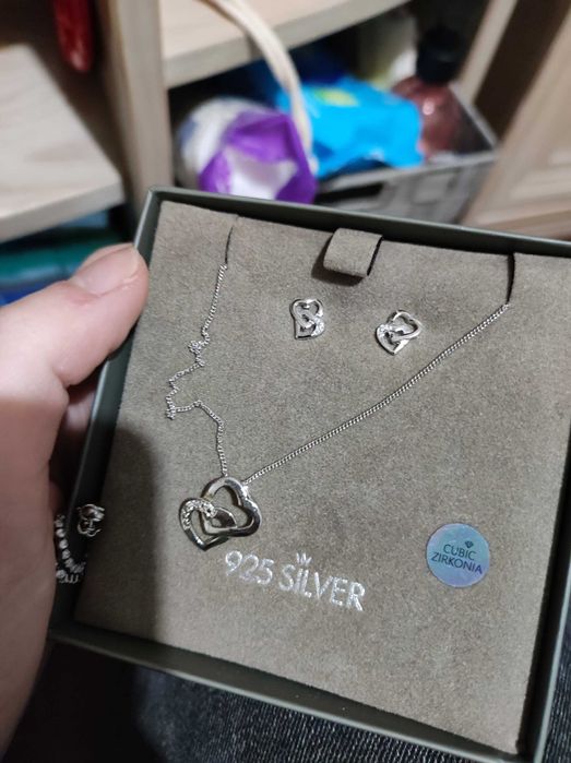 Conjunto colar+brincos prata