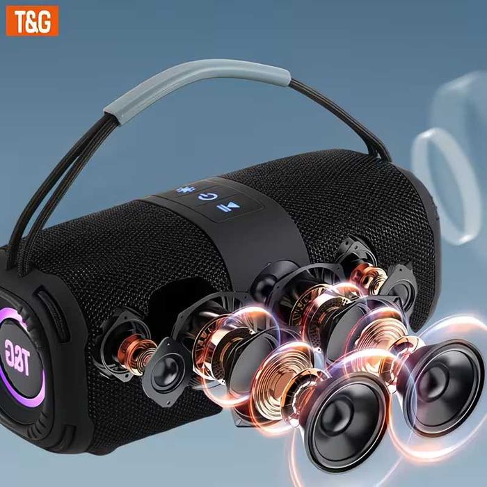 TG668 Coluna Bluetooth Portátil LED TWS FM USB TF 1500mAh