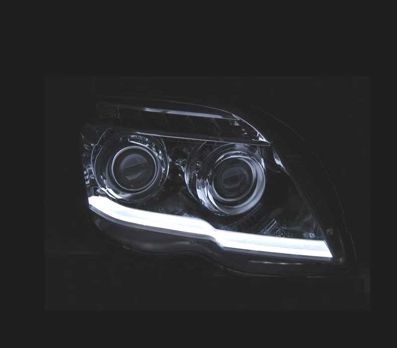 FARÓIS OPTICAS PARA MERCEDES GLK X204 LUZ DIURNA FUNDO CROMADO