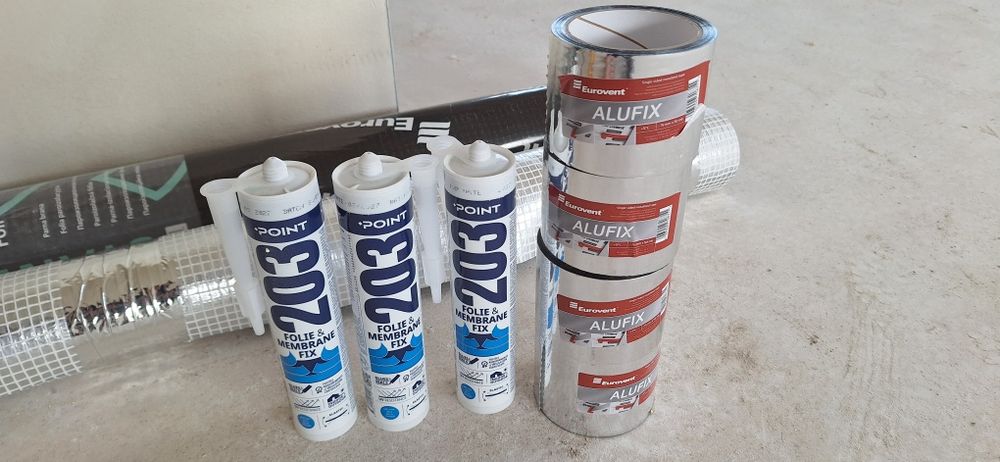 Folia aluminiowa zbrojona paroizolacyjna Eurovent + taśma i uszczelniacz do paroizolacji