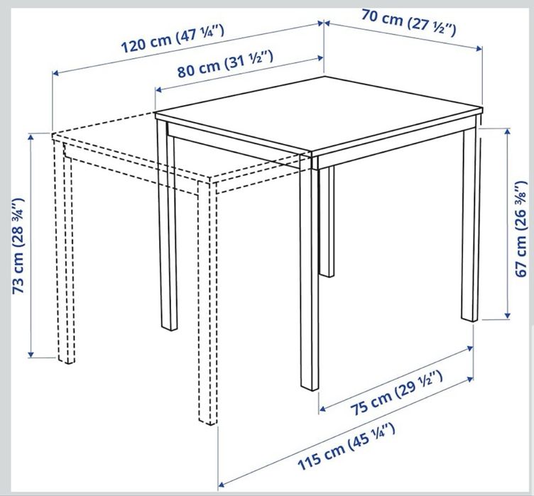 Mesa extensivel feita de madeira e metal