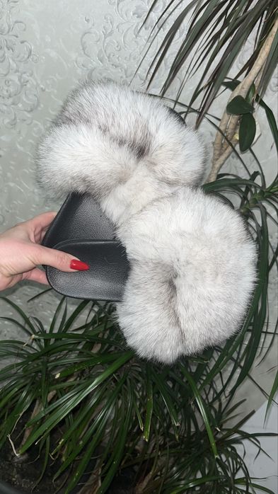 Розпродаж!!!Трендові пухнасті шльопанці з натуральним хутром!!!