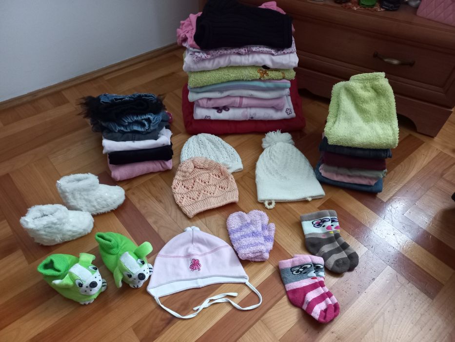 Paka ubrań 74 6-9m-cy dziewczynka jesień-zima 33szt 1