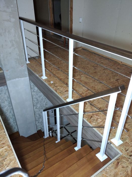 Сходи металокаркаси перила нержавейка ковані метал стекло дерево