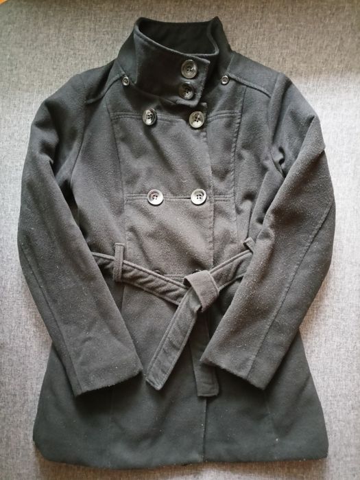 Czarny damski płaszcz zimowy rozm. S (36)