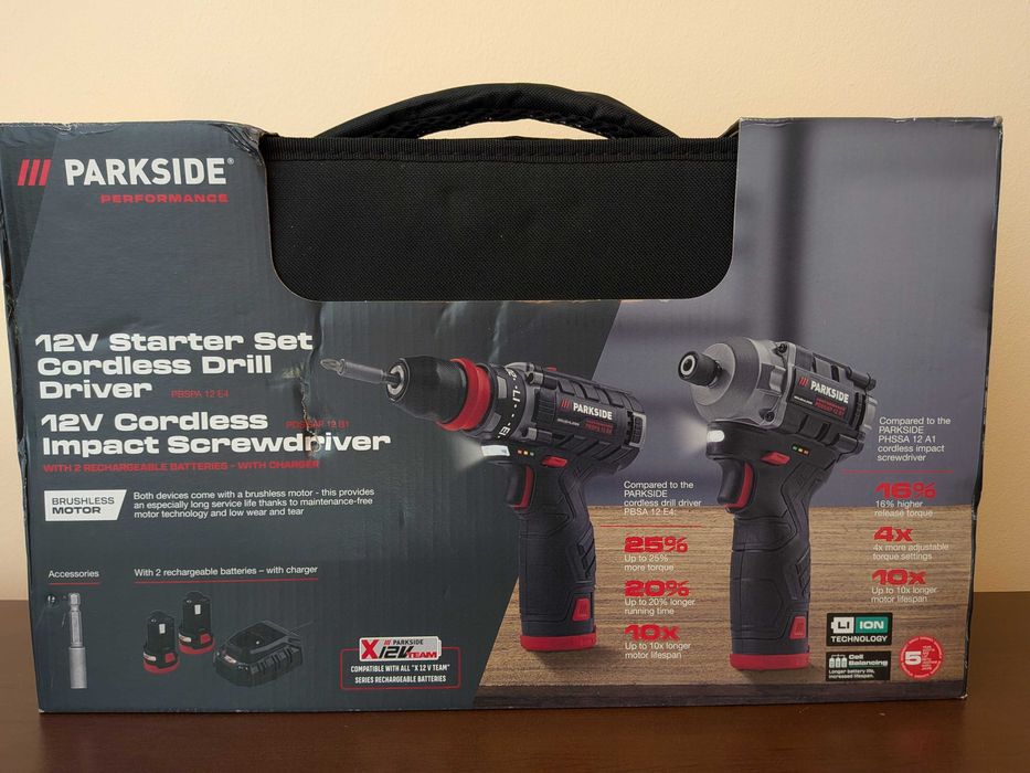 PARKSIDE PERFORMANCE wkrętarka + zakrętarka PBSPA 12 E4 PDSSAP 12 B1 ...