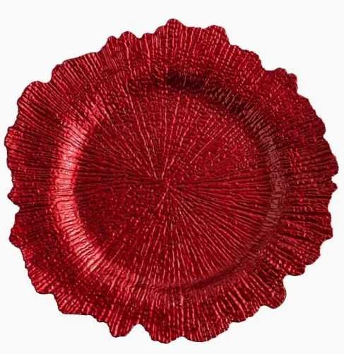 Conjunto de 6 Bases de Prato 33cm, Decoração de Mesa, Vermelho