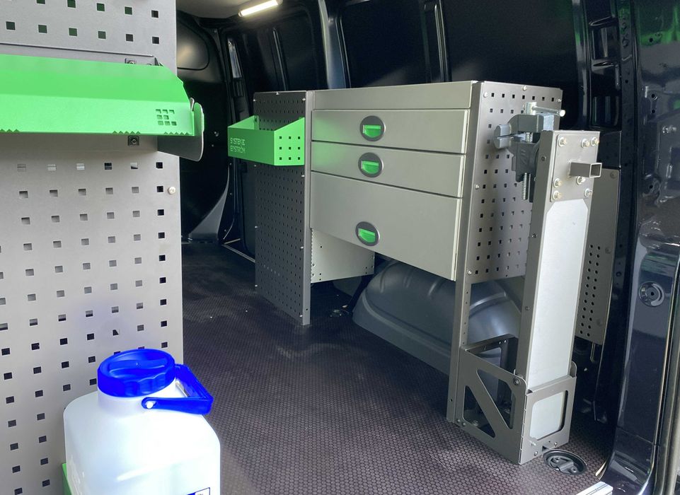 Zabudowa serwisowa warsztatowa regały bus szafki Master Ducato Crafter