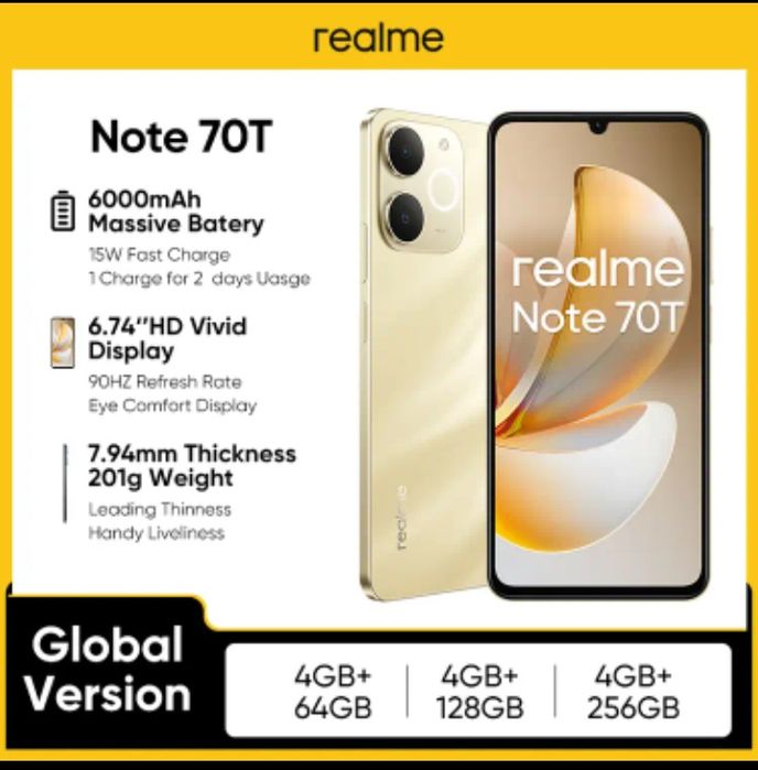 Realme Note 70T 4/128 Nowy Złoty