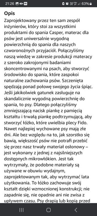 Legowisko posłanie dla psa Casper pianka pamięciowa Premium