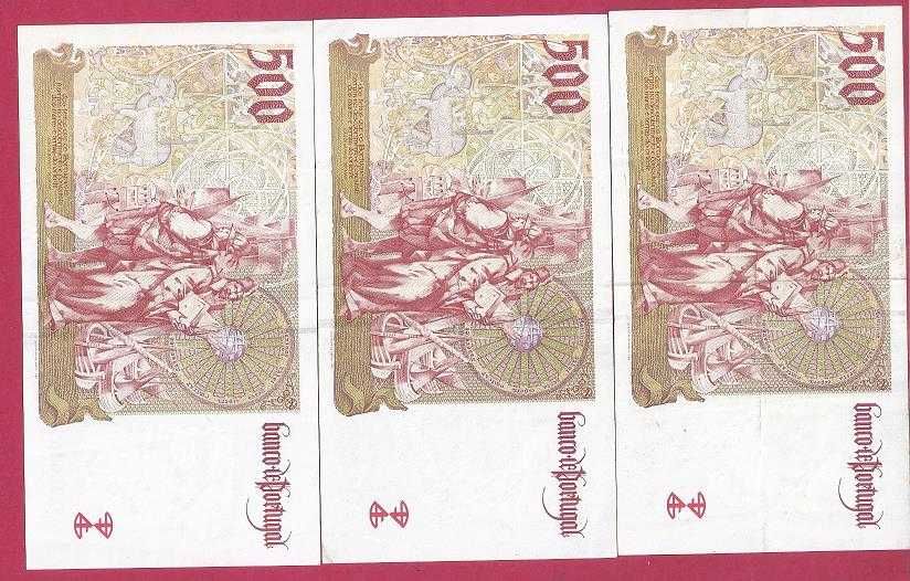 NOTAS DA REPUBLICA 3 NOTAS DE 500 ESCUDOS CH3  2000