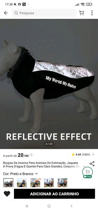 Roupa para cão de pequeno porte + trela (novo)