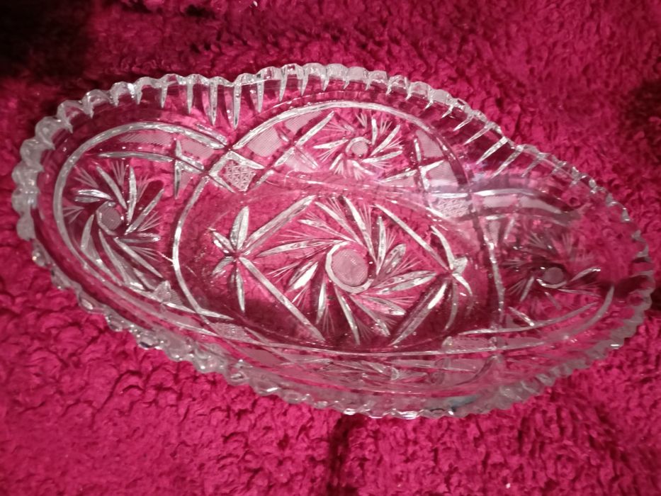 Kryształowa miseczka łódka PRL