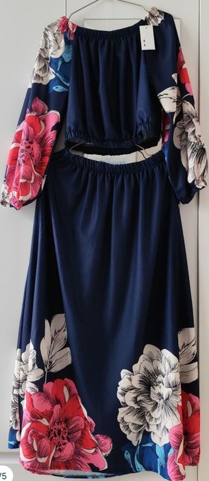 Włoski komplet bluzka hiszpanka i spódnica WISKOZA