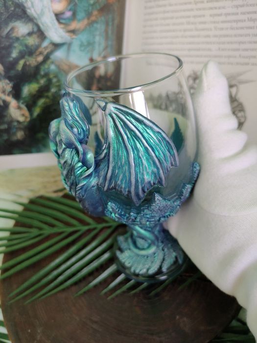 Келих Дракон пивний винний з декором полімерна глина подарунок ручна